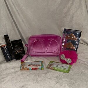 Valentino Cosmetics Bag with Make up Bundle 8 Pieces